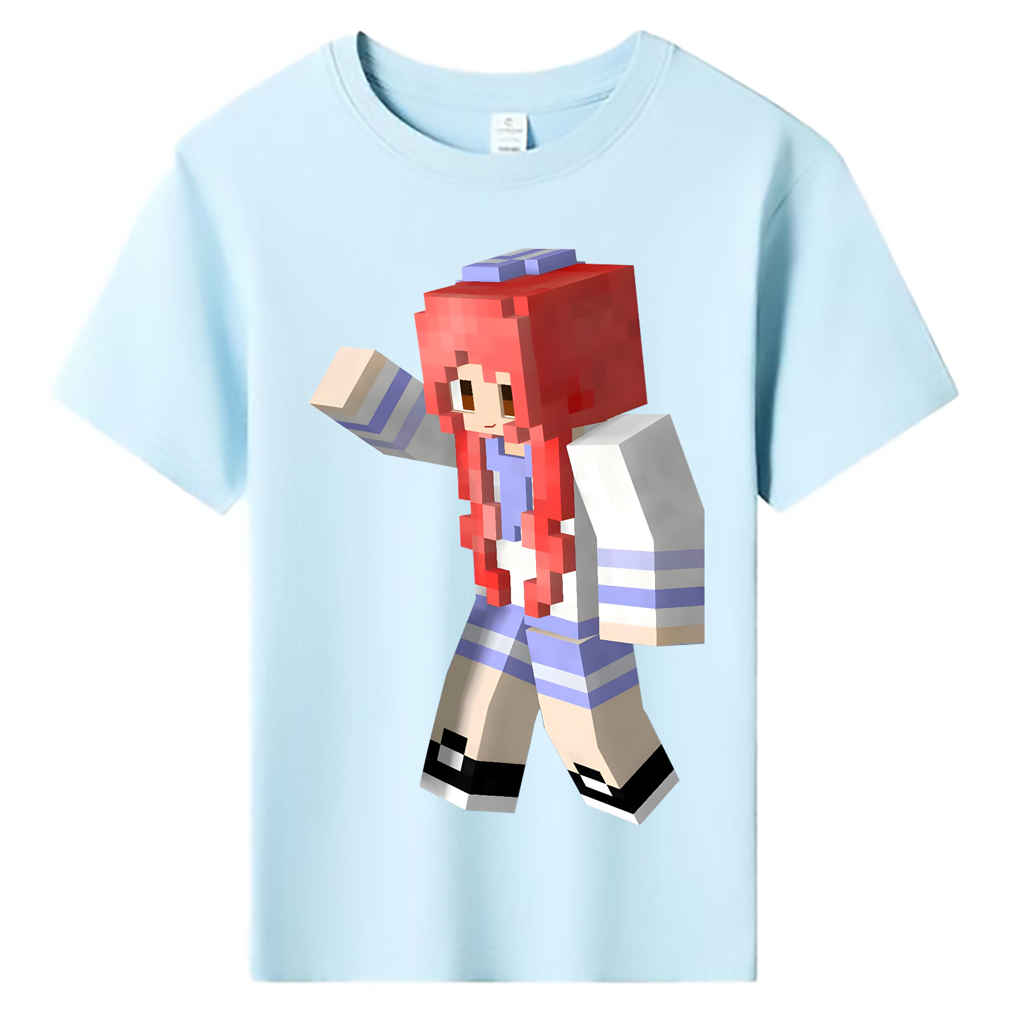 （画像用） マインクラフト ブロックの世界 Minecraft MC Block world 綿100％キッズTシャツ（フロントプリント）